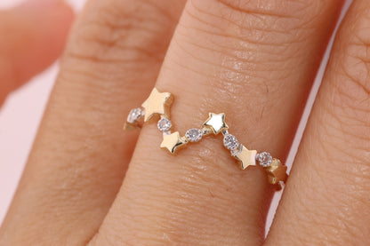 14k Gold Tiny Star Stacking Ring