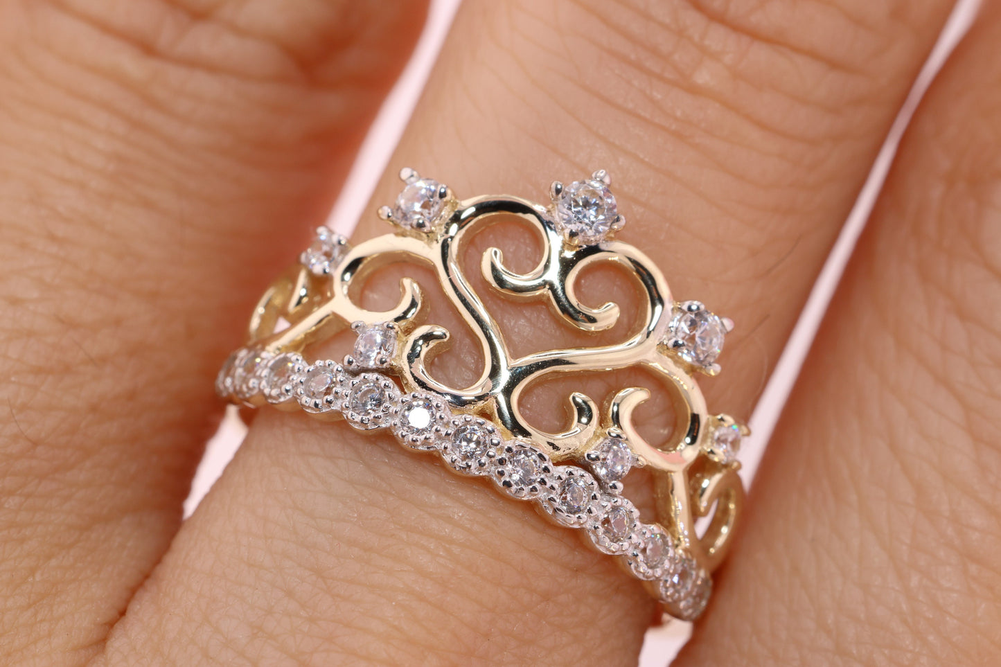 14K Gold 15 Anos Quinceanera Crown Ring UU