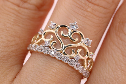14K Gold 15 Anos Quinceanera Crown Ring UU