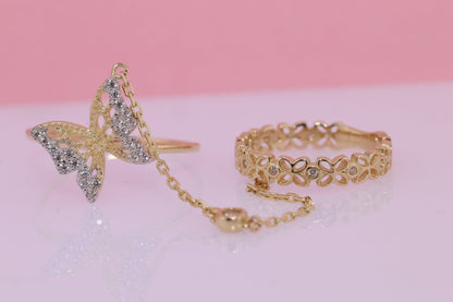 14k Yellow Gold Butterfly Midi Knuckle Ring