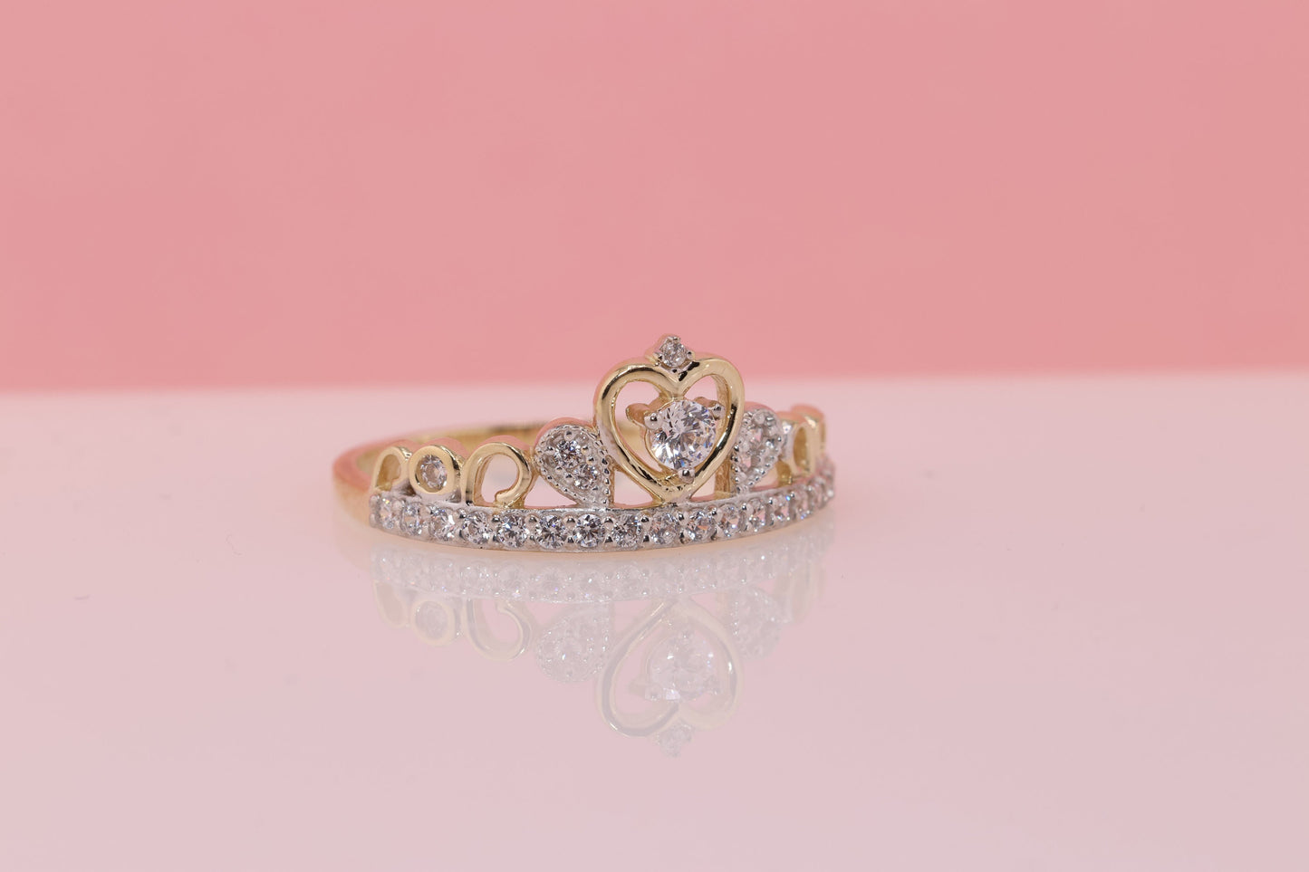 14K Gold 15 Anos Quinceanera Crown Ring AAA