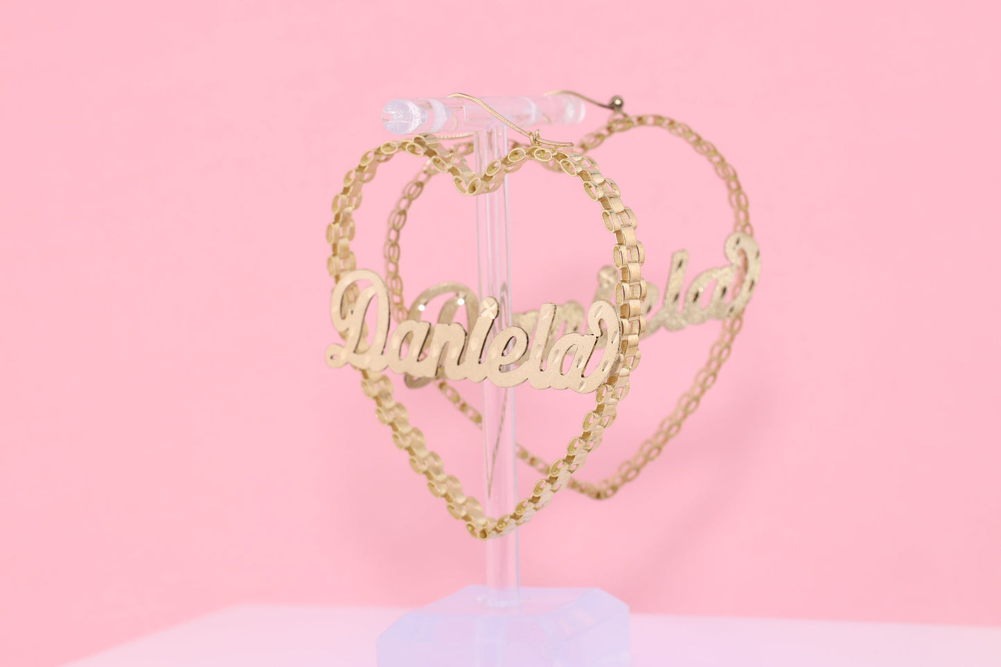 10k 14k Real Solid Gold Personalized Rollie Heart Hoop Earrings