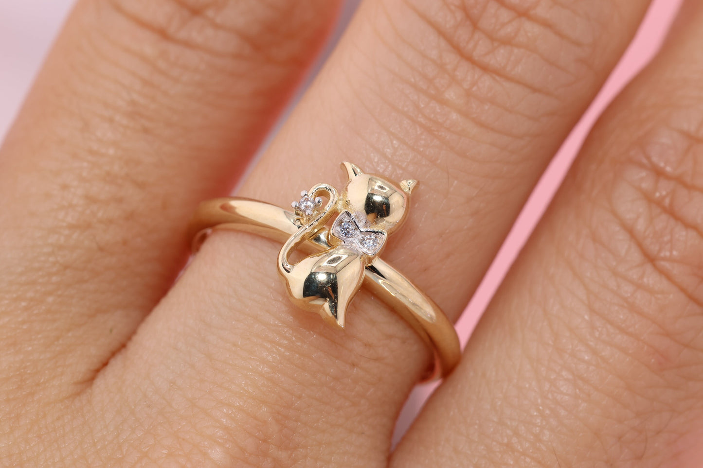 14K Gold Cat Ring