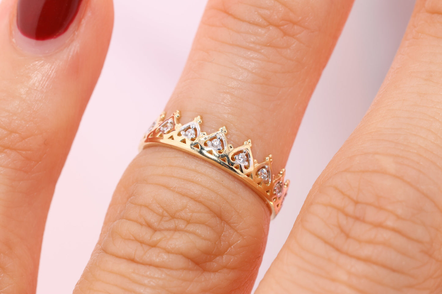 14k Gold Crown Toe/Midi Ring Adjustable Band