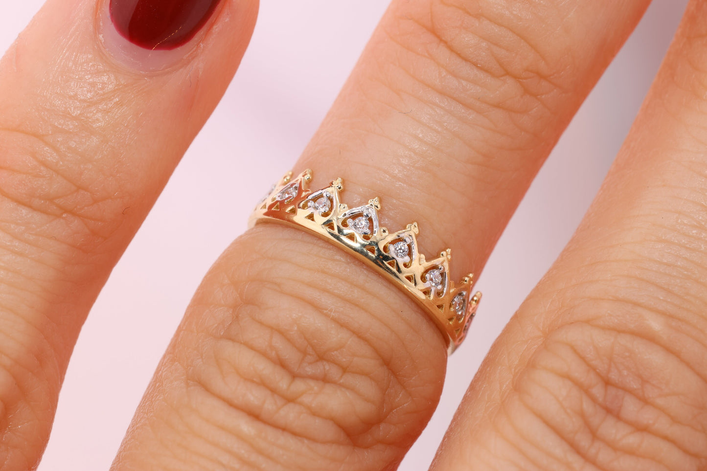14k Gold Crown Toe/Midi Ring Adjustable Band