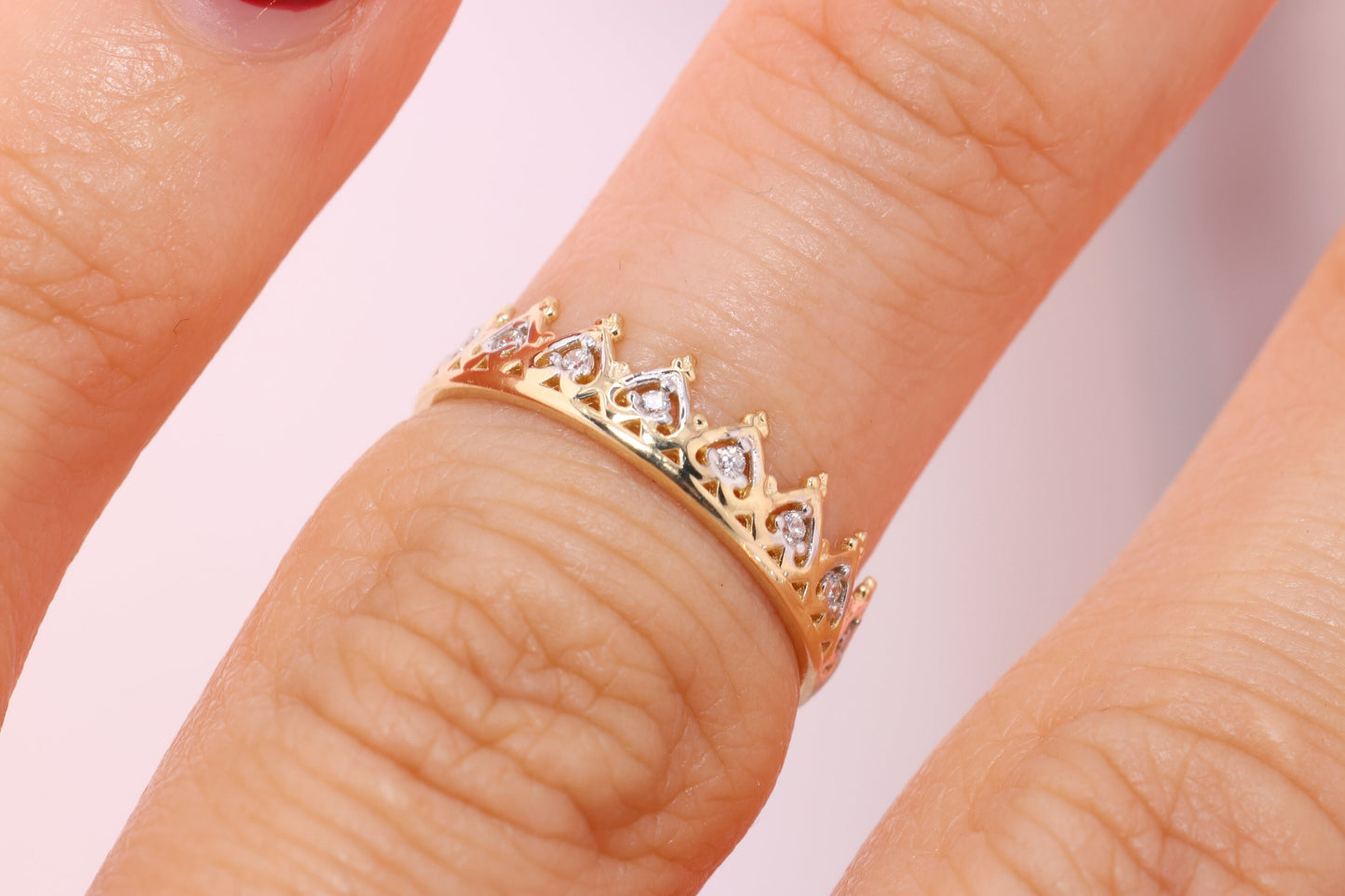 14k Gold Crown Toe/Midi Ring Adjustable Band