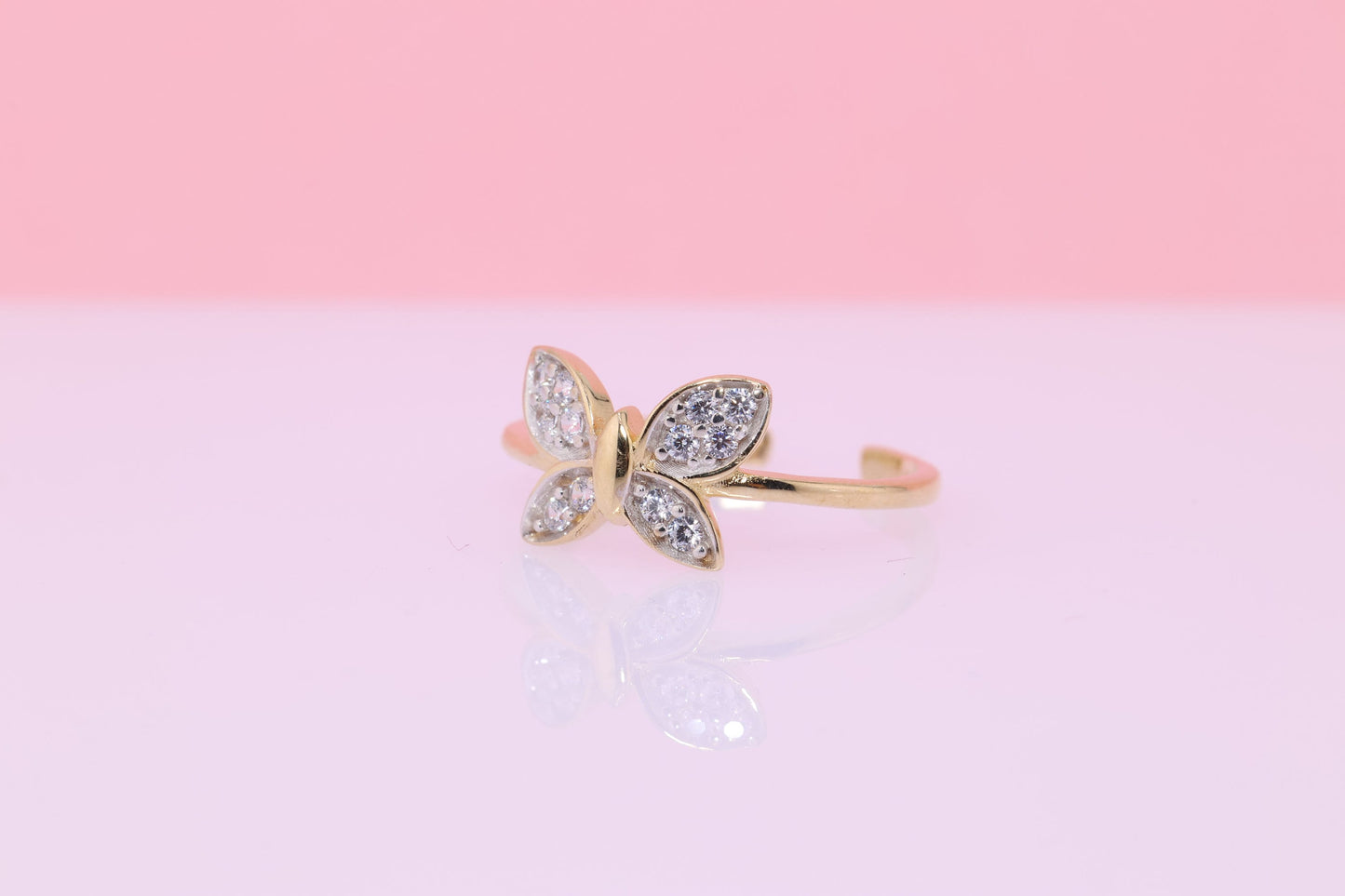 14k Gold Butterfly Toe/Midi Ring Adjustable Band