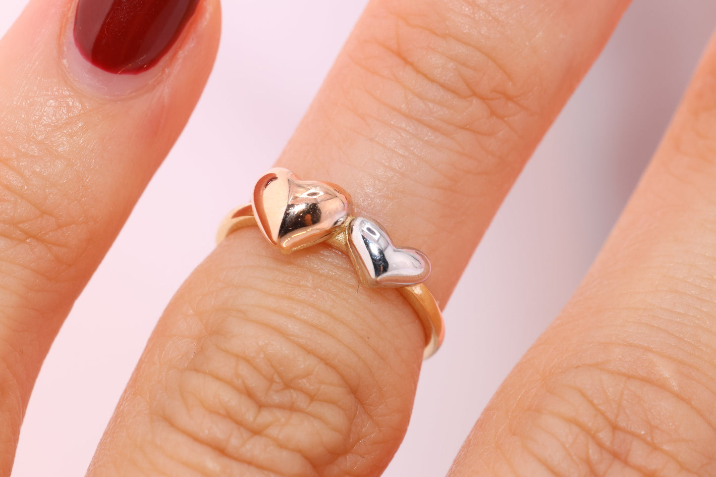 14k Gold Double Heart Midi/Toe Ring Adjustable Band