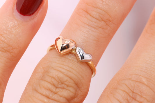 14k Gold Double Heart Midi/Toe Ring Adjustable Band