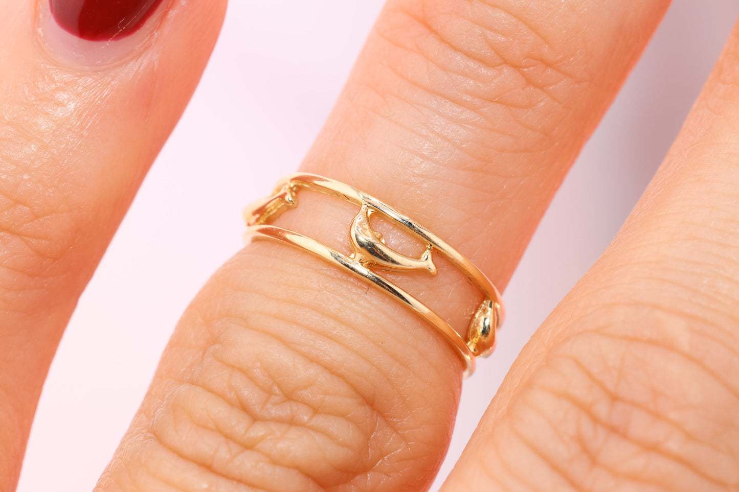 14k Gold Dolphine Toe/Midi Ring Adjustable Band