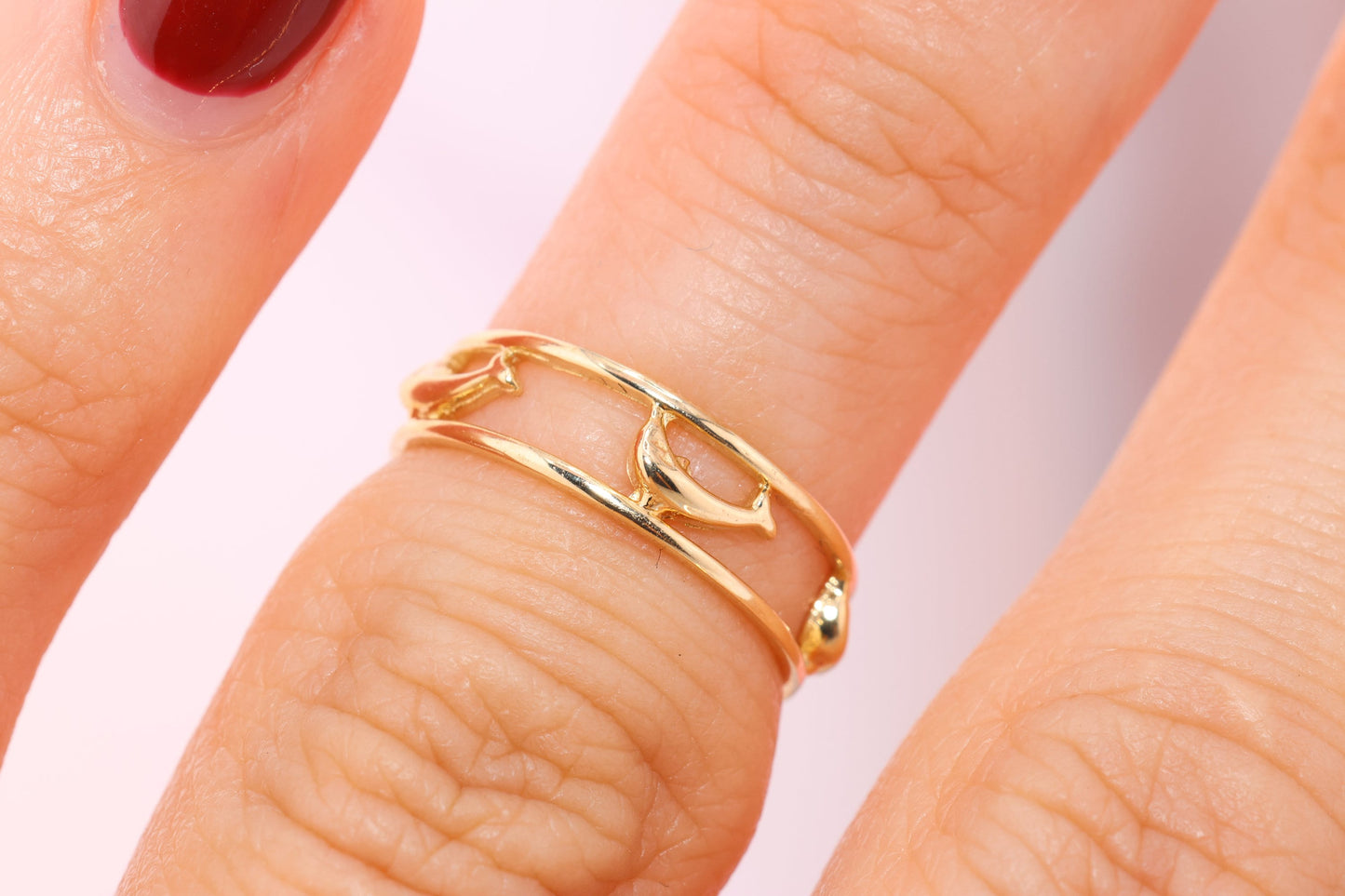 14k Gold Dolphine Toe/Midi Ring Adjustable Band