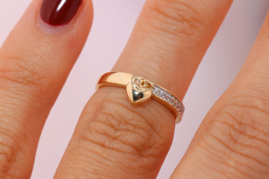 14k Gold Heart CZ Toe/Midi Ring Adjustable Band B