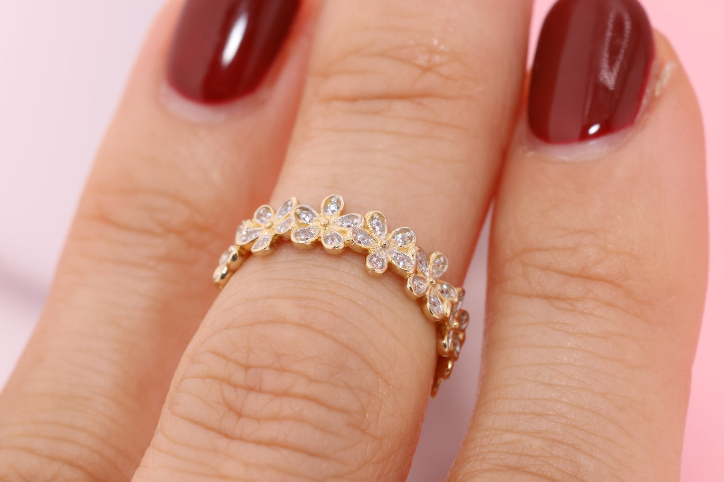 14k Gold Flower Toe/Midi Ring Adjustable Band