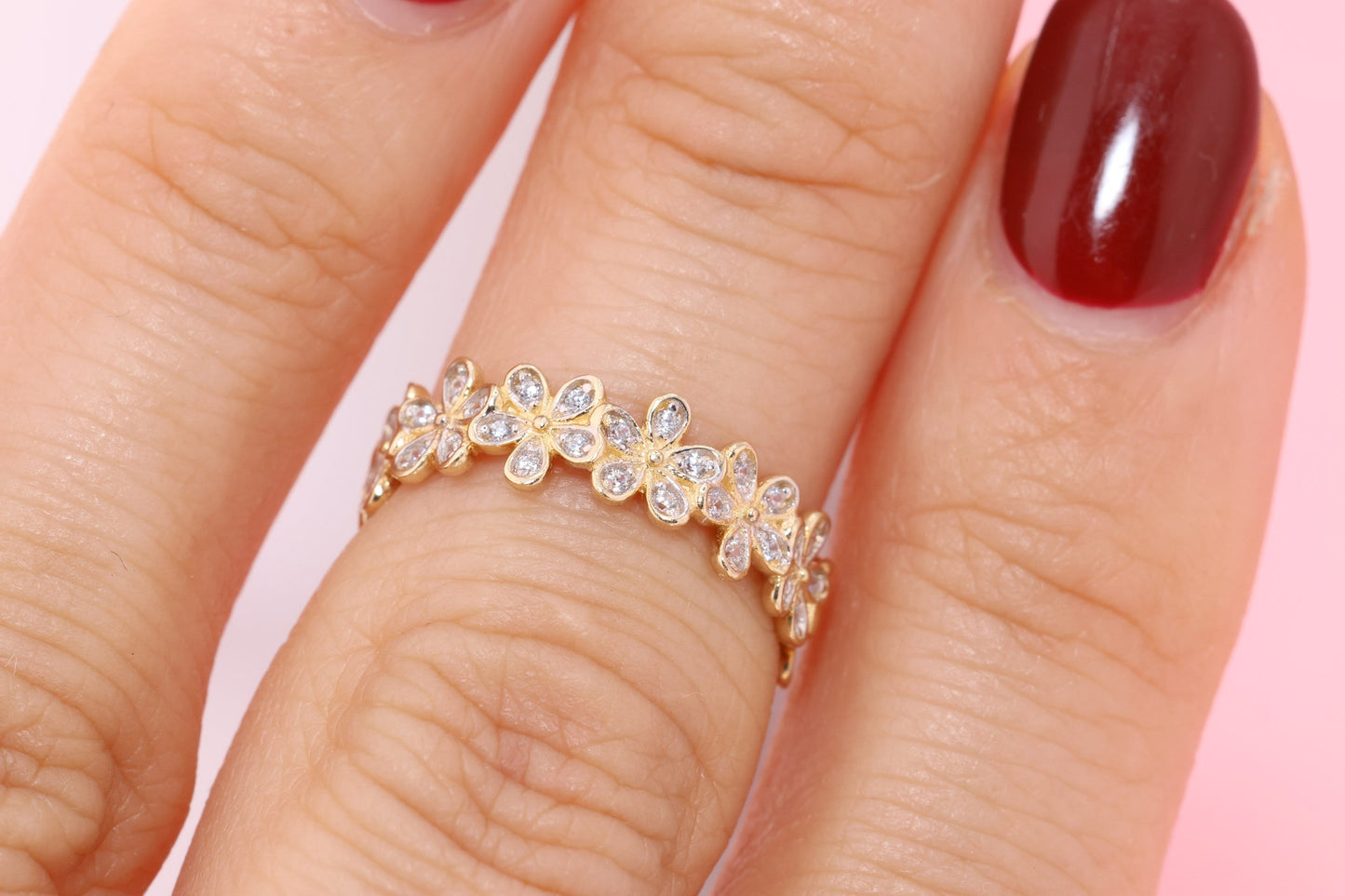 14k Gold Flower Toe/Midi Ring Adjustable Band