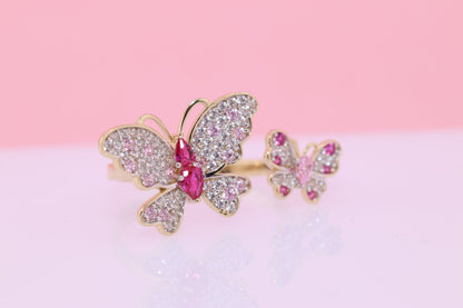 14k Pink CZ Butterfly Ring