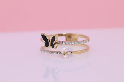 14k Enamel Butterfly Ring