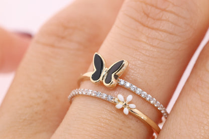 14k Enamel Butterfly Ring