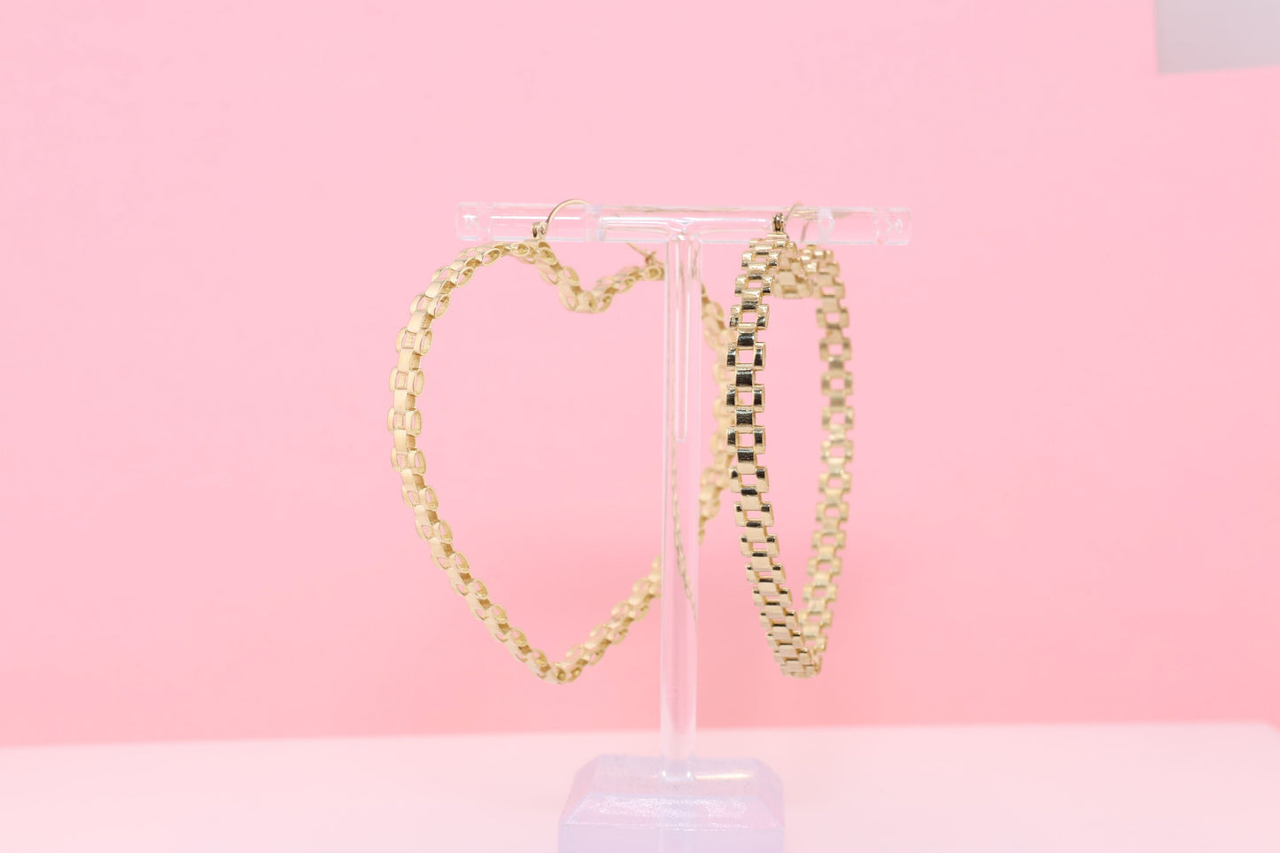 10k Rolex Style Band Heart 5mm Hoop Earrings-3 Sizes