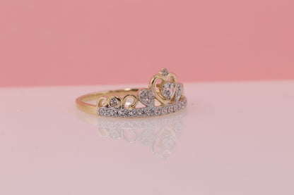 14K Gold 15 Anos Quinceanera Crown Ring AAA