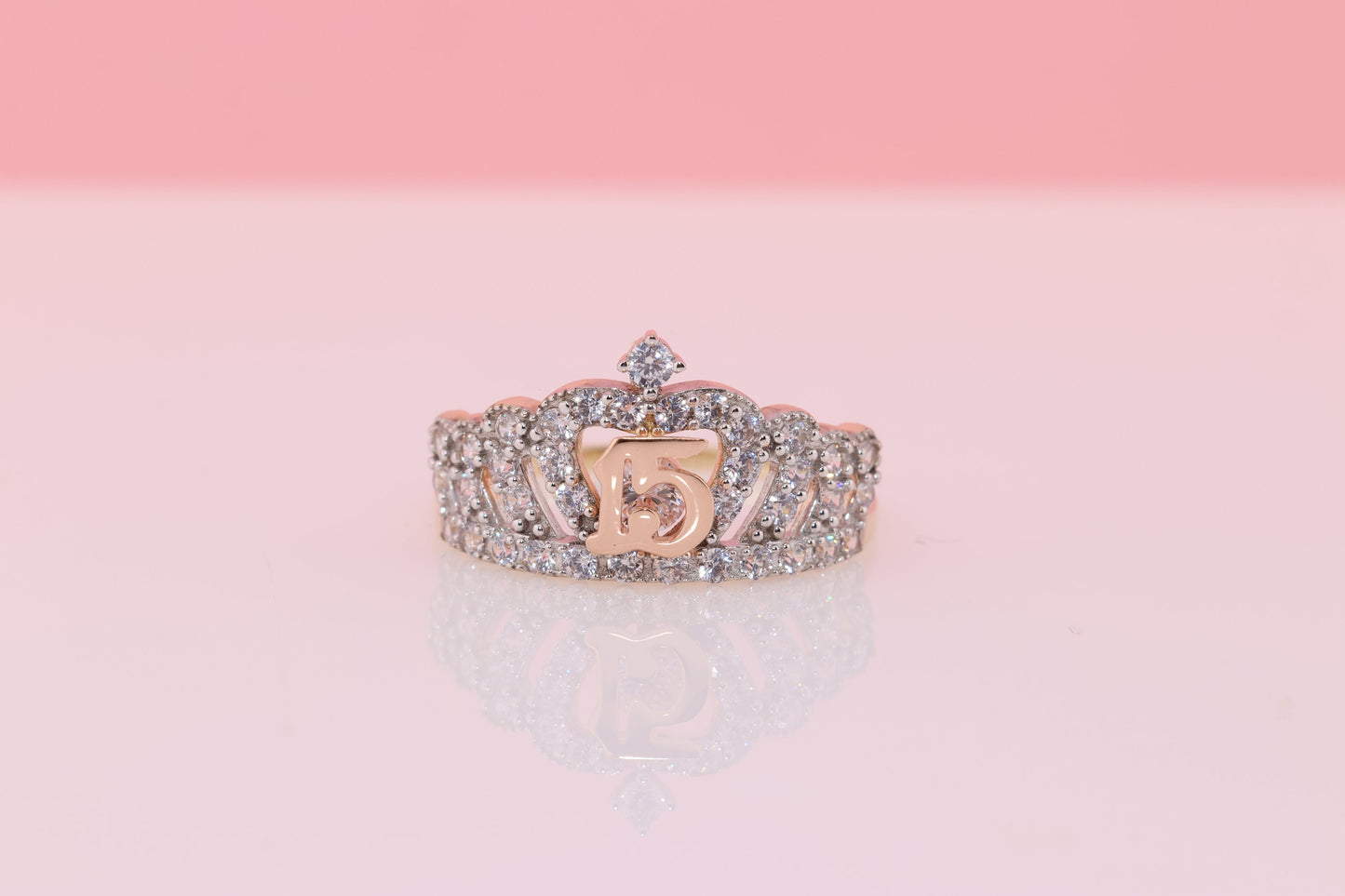 14K Gold 15 Anos Quinceanera Crown Ring WW