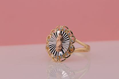 14k Solid Gold Virgin Mary Virgen Maria Lady Guadalupe Ring SS