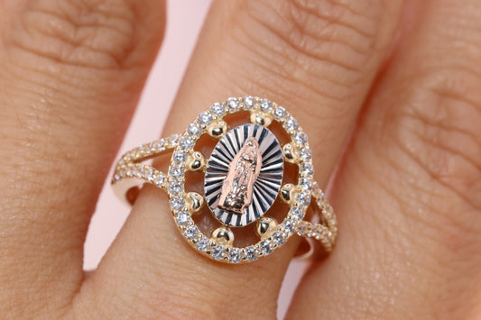 14k Solid Gold Virgin Mary Virgen Maria Lady Guadalupe Ring RR