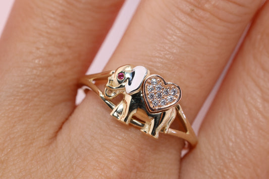 14k Gold Cubic Zirconia Elephant Ring E