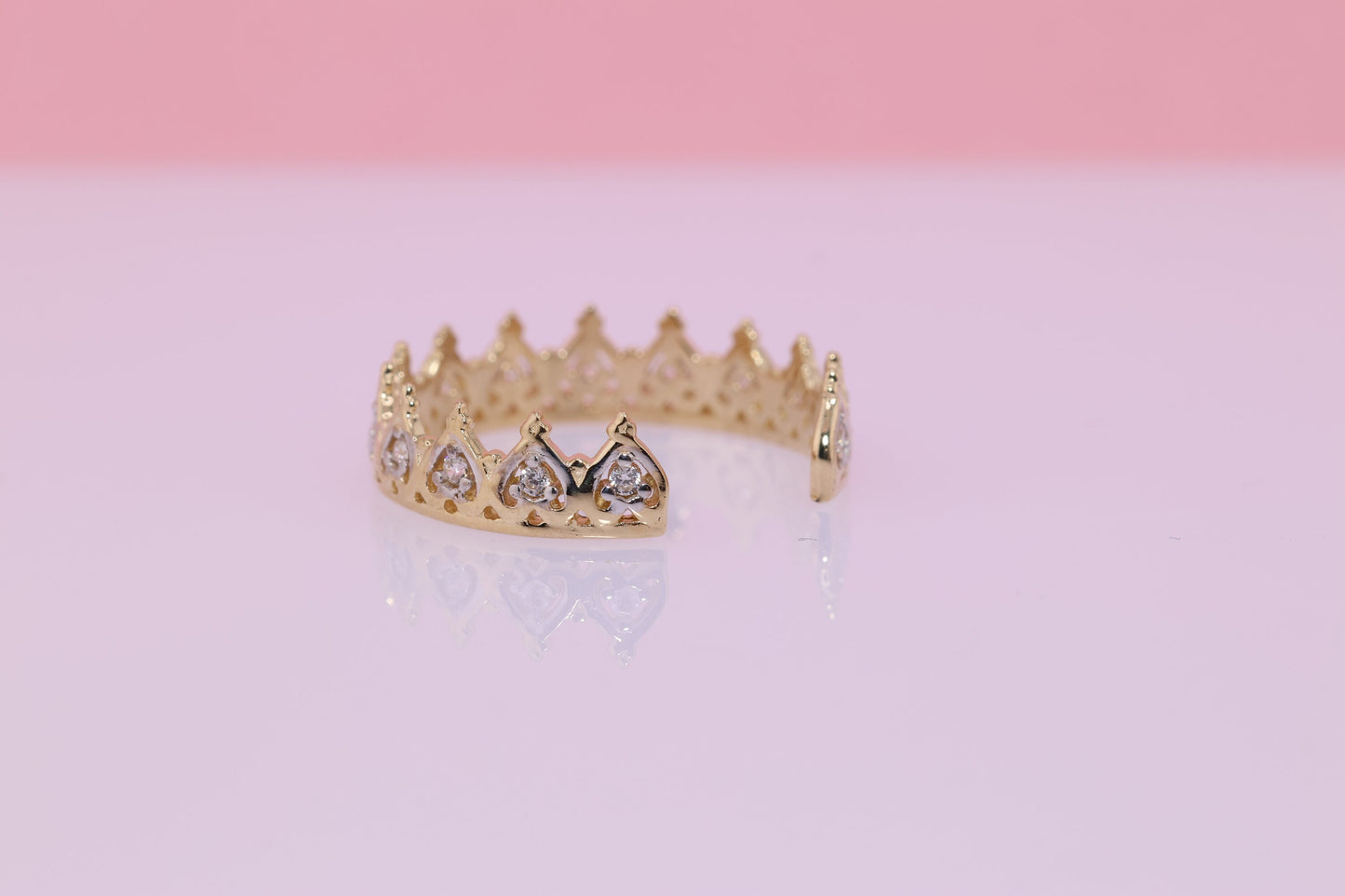 14k Gold Crown Toe/Midi Ring Adjustable Band
