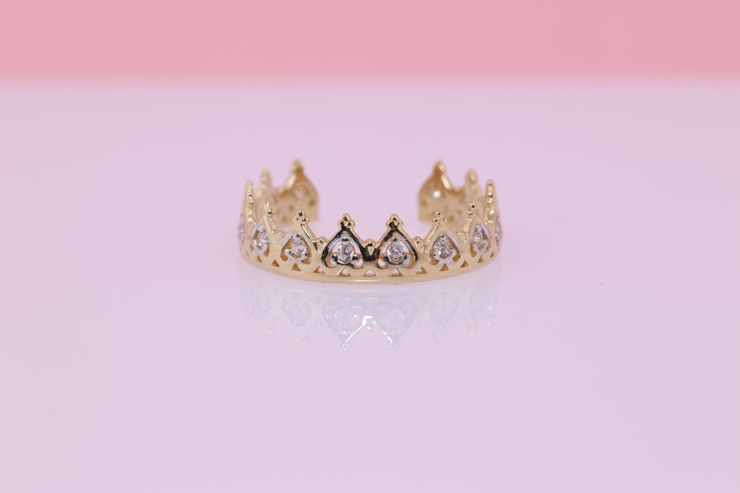 14k Gold Crown Toe/Midi Ring Adjustable Band