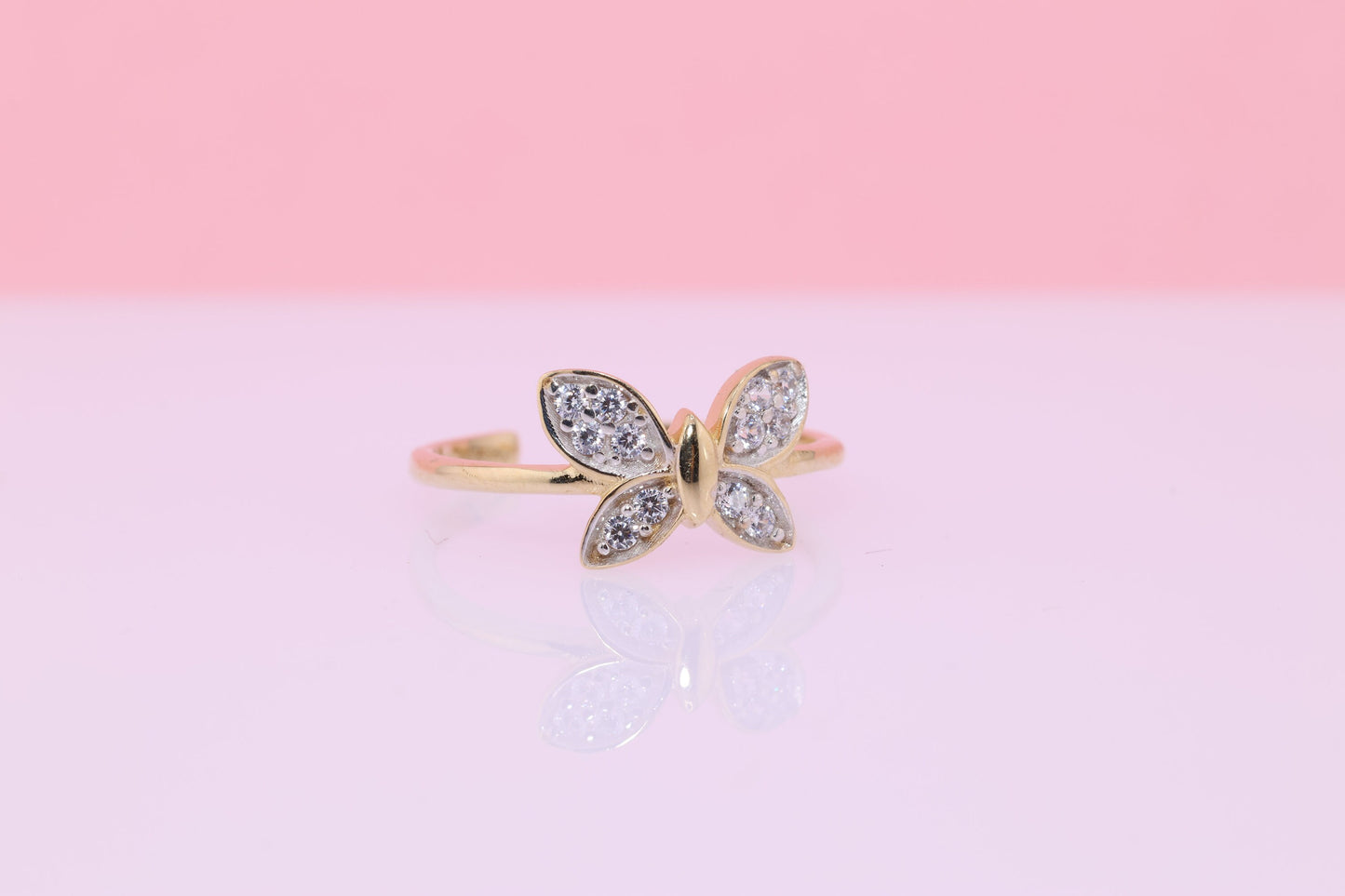 14k Gold Butterfly Toe/Midi Ring Adjustable Band