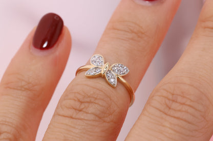 14k Gold Butterfly Toe/Midi Ring Adjustable Band