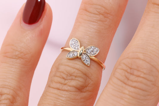 14k Gold Butterfly Toe/Midi Ring Adjustable Band