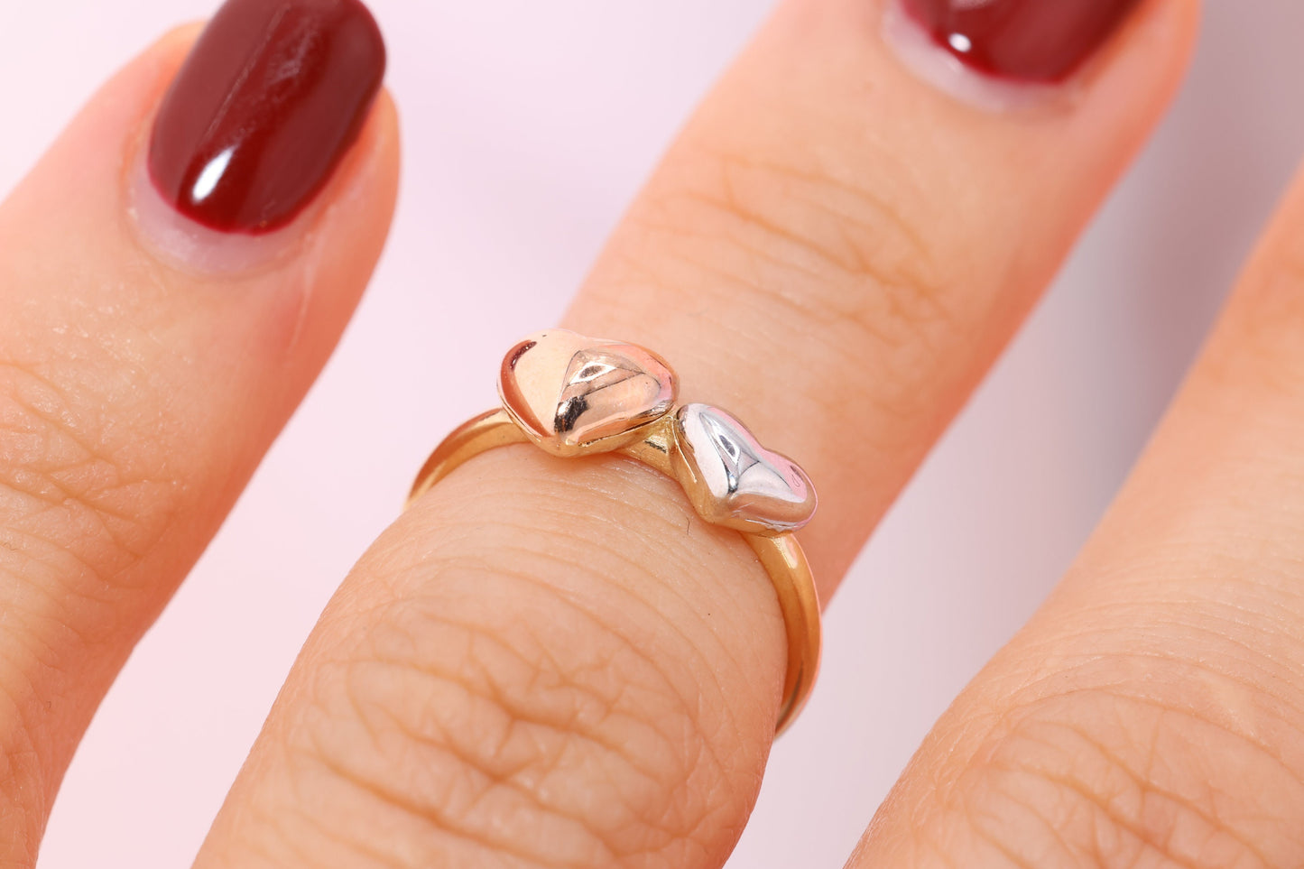 14k Gold Double Heart Midi/Toe Ring Adjustable Band