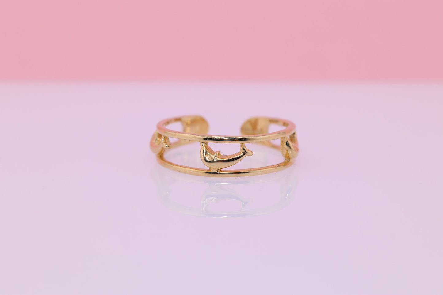 14k Gold Dolphine Toe/Midi Ring Adjustable Band