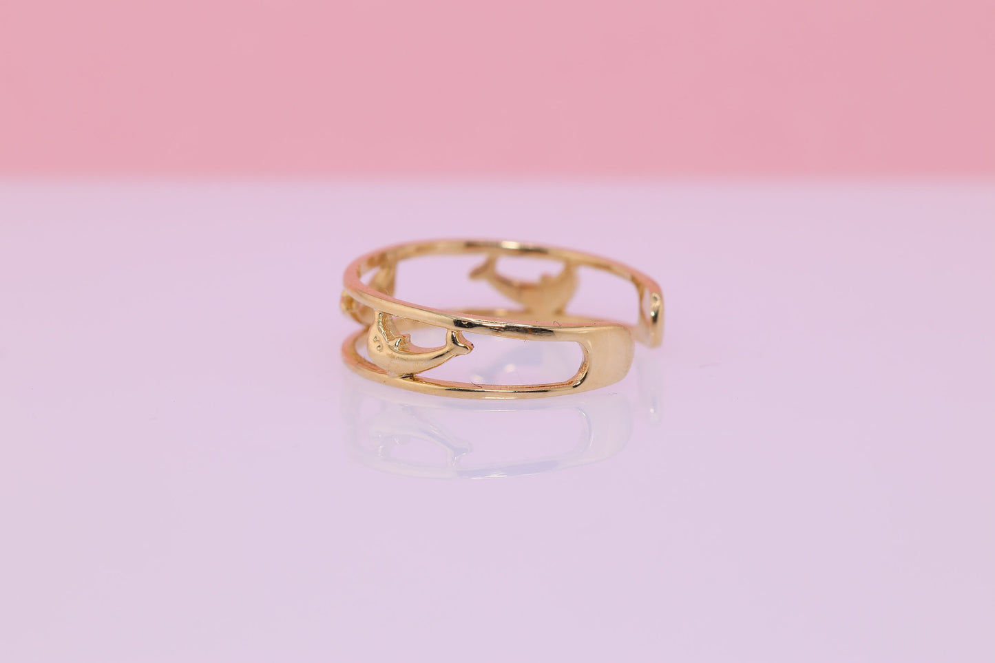 14k Gold Dolphine Toe/Midi Ring Adjustable Band