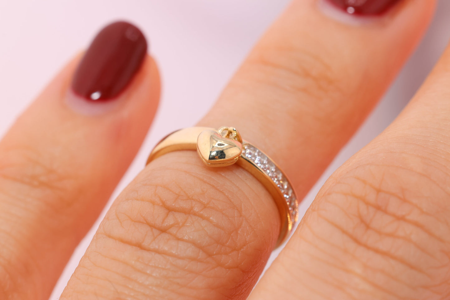 14k Gold Heart CZ Toe/Midi Ring Adjustable Band B