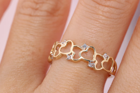 14K Solid Gold Open Heart Ring A