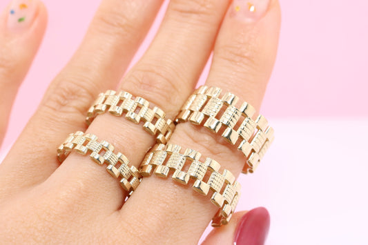10K Rolex style chain link Ring
