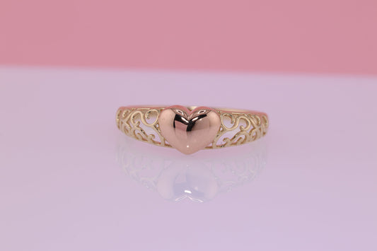14K Solid Gold Heart Ring C