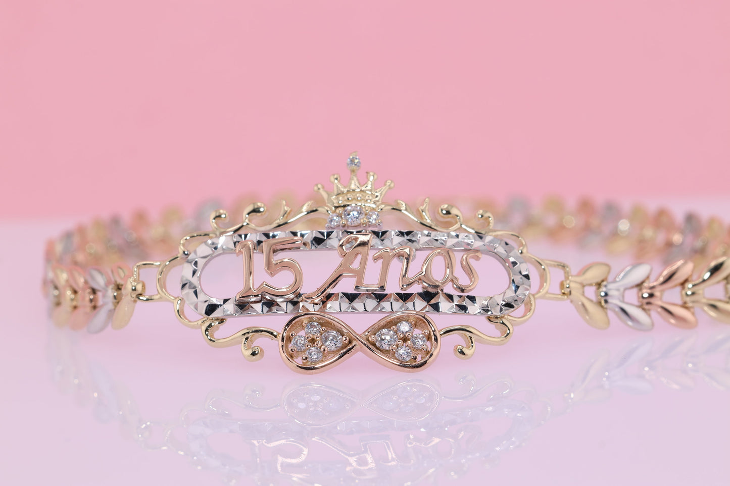 14K Gold 15 Anos Quinceanera Bracelet I
