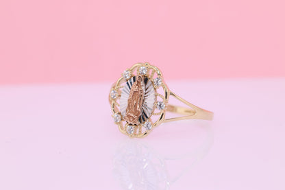 14k Solid Gold Virgin Mary Virgen Maria Lady Guadalupe Ring LL