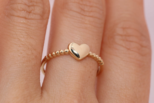 14K Solid Gold Open Heart Ring D