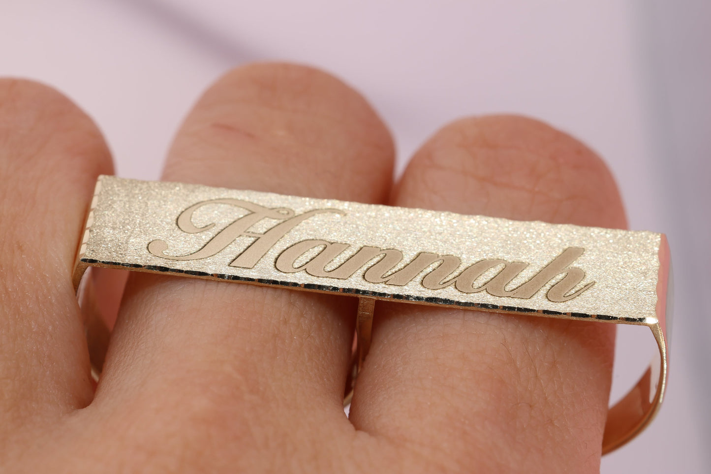 10k Solid Gold Classic Simple Two Double Finger Personalized Ring