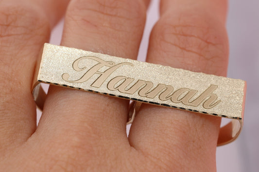 10k Solid Gold Classic Simple Two Double Finger Personalized Ring