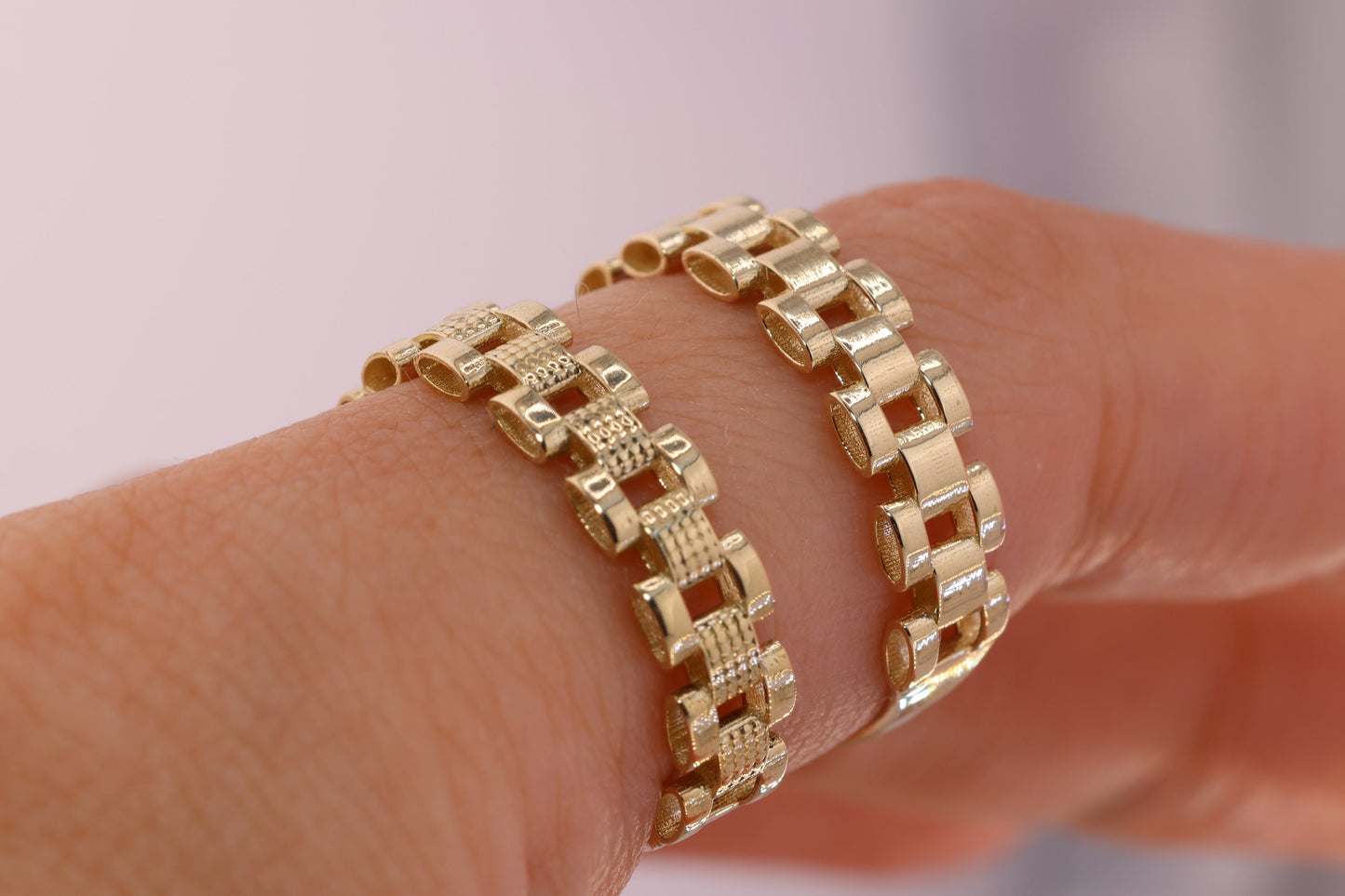10k Solid Gold Rollie Presidential Style Textured Band Ring