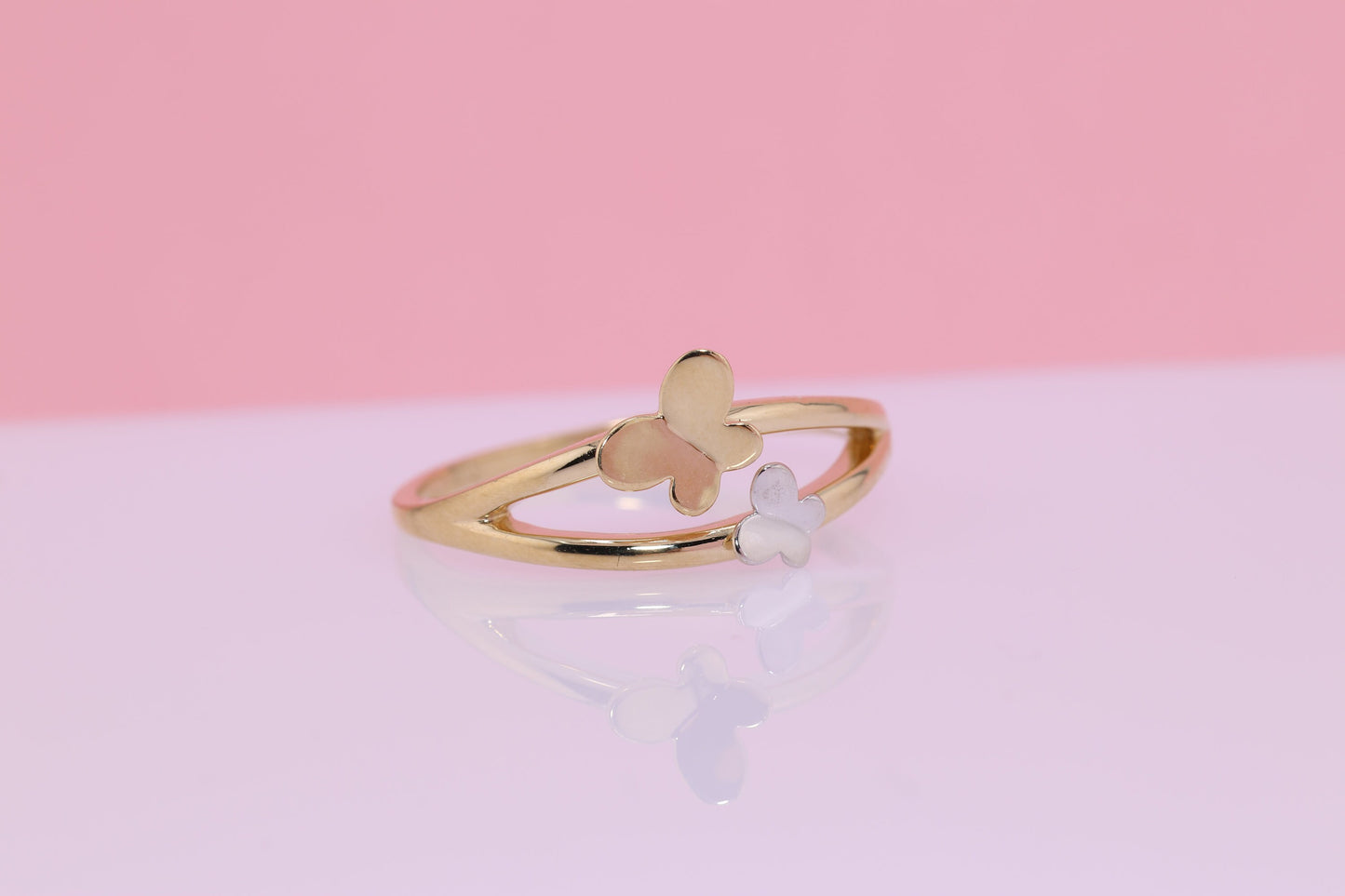 14k Two Color Butterfly Ring