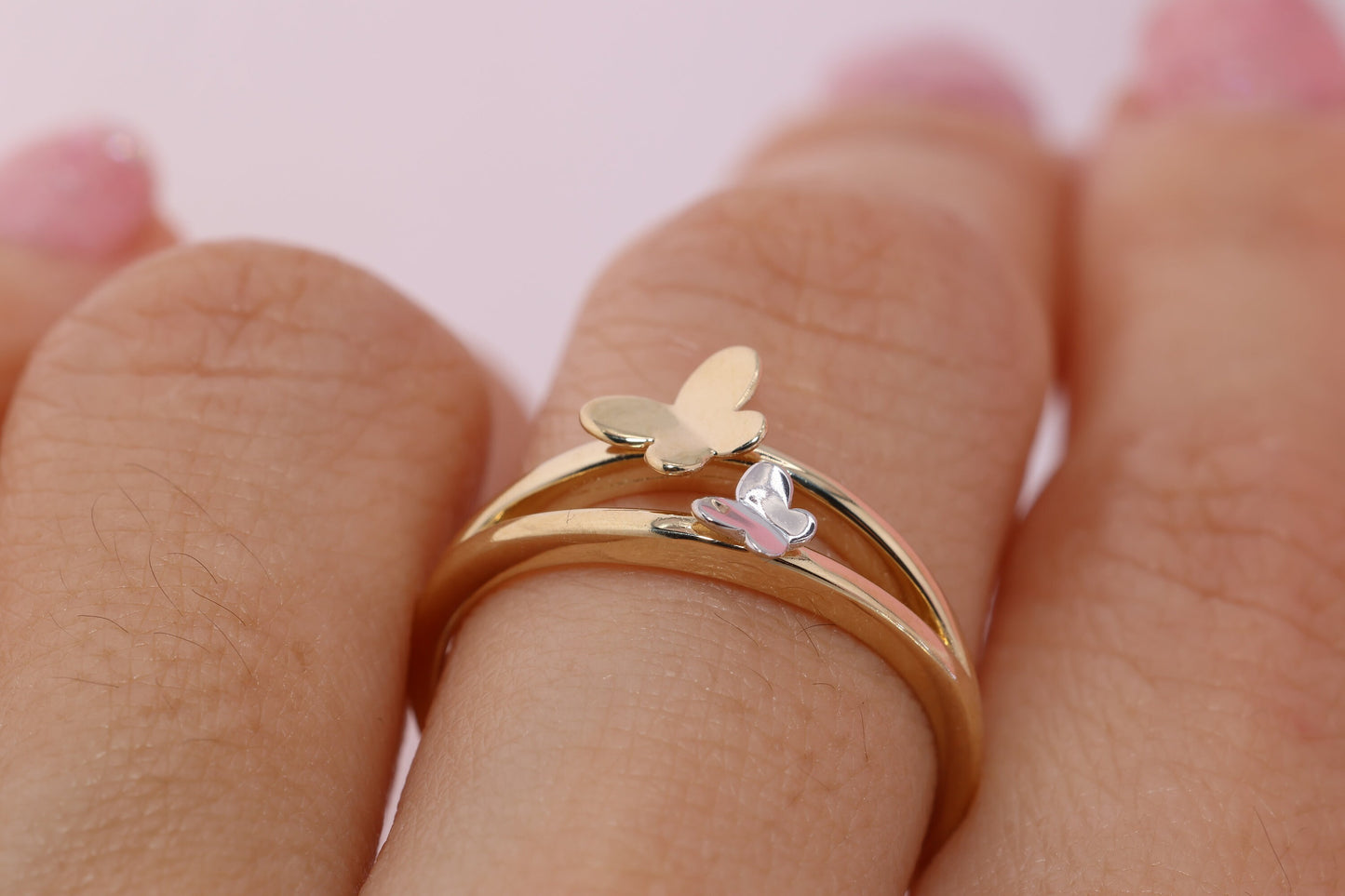 14k Two Color Butterfly Ring