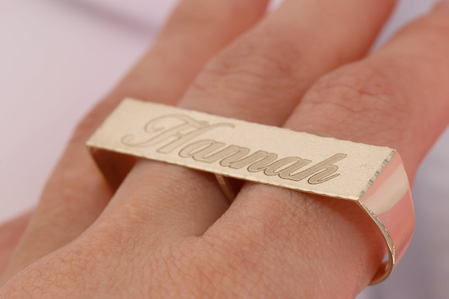 10k Solid Gold Classic Simple Two Double Finger Personalized Ring