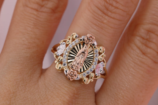 14k Solid Gold Virgin Mary Virgen Maria Lady Guadalupe Ring  HH