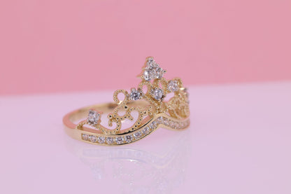 14K Gold 15 Anos Quinceanera Crown Ring NN